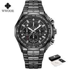 Load image into Gallery viewer, Sports Watches For Men Fashion Quartz Men Big Clock WWOOR Top Brand Luxury Military Full Steel Waterproof Chronograph Wristwatch
