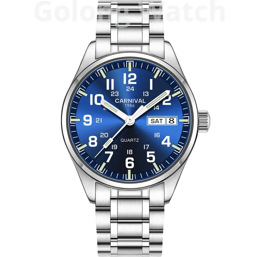 Luminous Watch Men 2020 CARNIVAL Mens Watches Top Brand Luxury Waterproof Sports Quartz Wristwatch Japan Movement Watch For Men