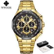 Load image into Gallery viewer, Sports Watches For Men Fashion Quartz Men Big Clock WWOOR Top Brand Luxury Military Full Steel Waterproof Chronograph Wristwatch
