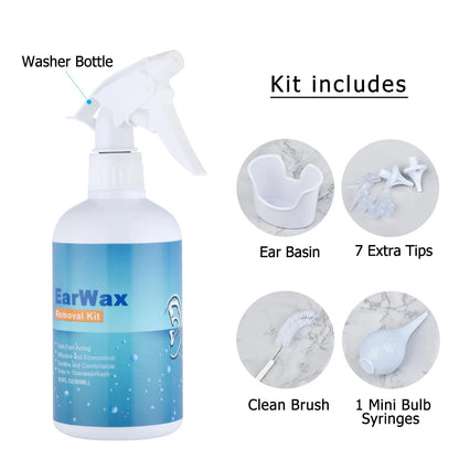 500/300ml Ear Cleaner Kit for Adults Kids Spiral Ear Wax Remover Plastic Water Irrigation Bottle Ear Care Washing Safety Squeeze