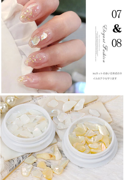 1 Pot Nails Abalone Shell Fragments Texture Natural Sea Shell 3d Charm Nail Art Decoration Slice DIY Beauty Salon Tools new