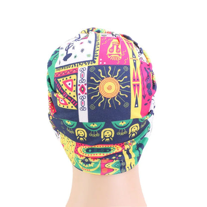 Women tie Turban Hat bohemian style cotton top knot turban african twist headwrap Ladies Hair Accessories India Hat Chemo Cap
