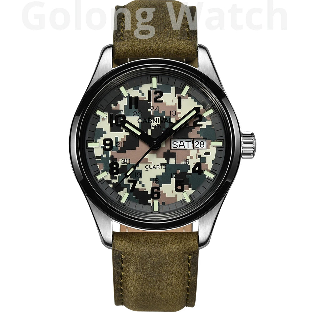 Luminous Watch Men 2020 CARNIVAL Mens Watches Top Brand Luxury Waterproof Sports Quartz Wristwatch Japan Movement Watch For Men
