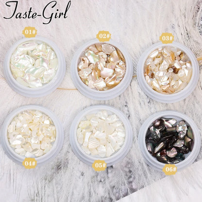 1 Pot Nails Abalone Shell Fragments Texture Natural Sea Shell 3d Charm Nail Art Decoration Slice DIY Beauty Salon Tools new