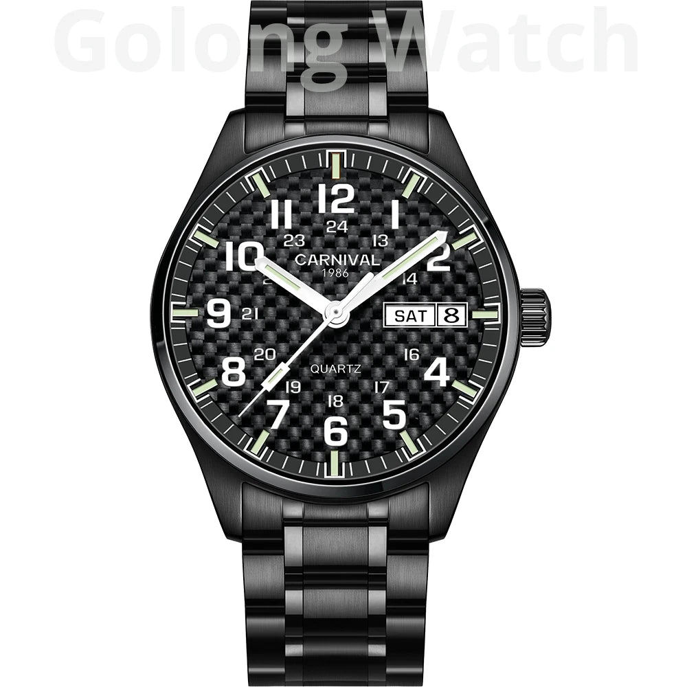 Luminous Watch Men 2020 CARNIVAL Mens Watches Top Brand Luxury Waterproof Sports Quartz Wristwatch Japan Movement Watch For Men