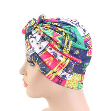 Load image into Gallery viewer, Women tie Turban Hat bohemian style cotton top knot turban african twist headwrap Ladies Hair Accessories India Hat Chemo Cap

