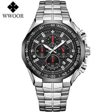 Load image into Gallery viewer, Sports Watches For Men Fashion Quartz Men Big Clock WWOOR Top Brand Luxury Military Full Steel Waterproof Chronograph Wristwatch
