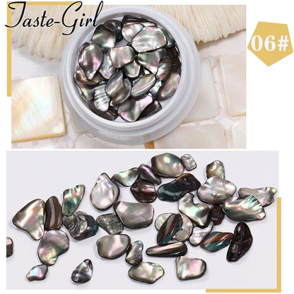 1 Pot Nails Abalone Shell Fragments Texture Natural Sea Shell 3d Charm Nail Art Decoration Slice DIY Beauty Salon Tools new