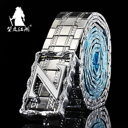 Mens belts Stainless steel Belt metal waistband goth Punk style luxury designer Panther Buckle Strap self-defense Belt male