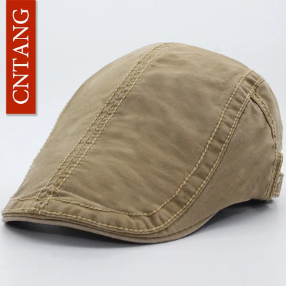 CNTANG 6 Colors Classic Solid Color Casual Berets Fashion Retro Cotton Visor Caps For Men Vintage Flat Hat Brand Summer Beret