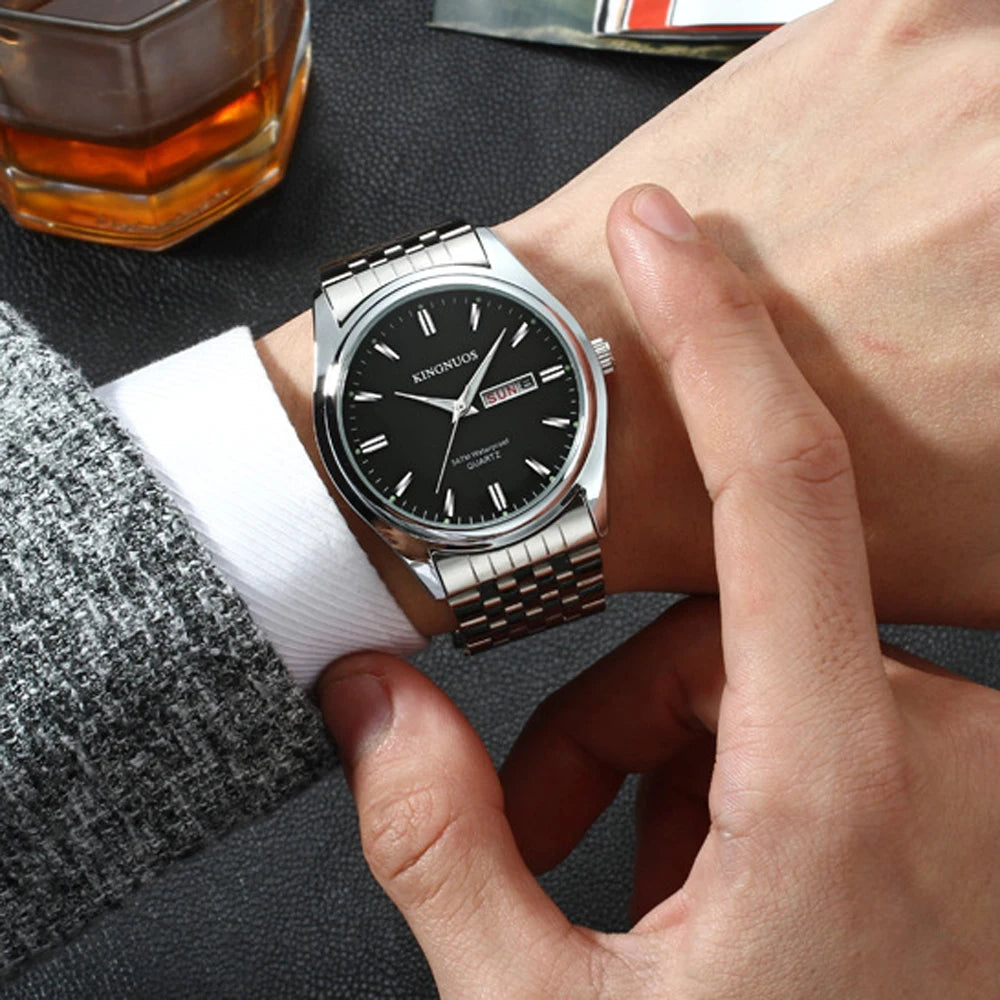 New Top Selling Fashion Luxury Wristwatch for Men Hour Date Week Display Reloj Male Clock Steel Waterproof Quartz Men's Watches