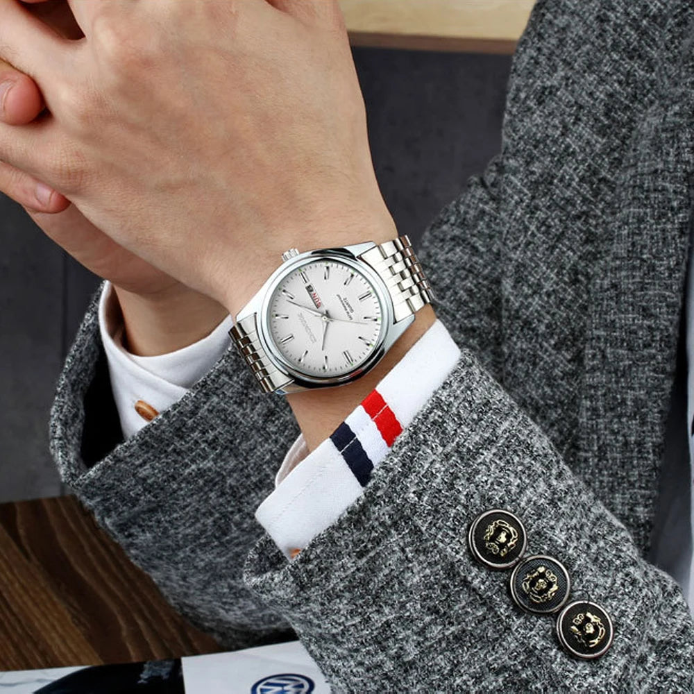 New Top Selling Fashion Luxury Wristwatch for Men Hour Date Week Display Reloj Male Clock Steel Waterproof Quartz Men's Watches