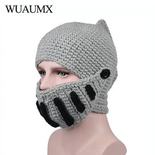 Load image into Gallery viewer, Winter Hat Roman Beanie Hats Warm Mask Knight Helmet Knitted Cap Handmade Gladiator Mask Novelty Hats

