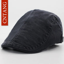 Load image into Gallery viewer, CNTANG 6 Colors Classic Solid Color Casual Berets Fashion Retro Cotton Visor Caps For Men Vintage Flat Hat Brand Summer Beret
