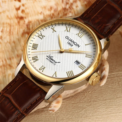 Men Watches 2025 GUANQIN Automatic Self-Wind Date Watch Mens Top Brand Luxury Mechanical Leather Wristwatch relogio masculino