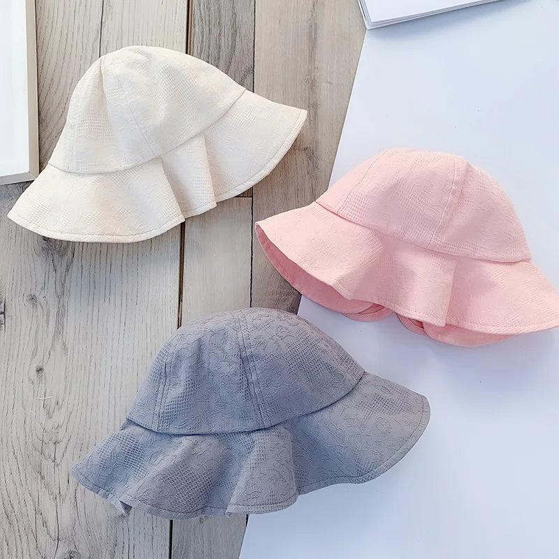 Princess Baby Hat for Girls Big Bow Summer Kids Bucket Hats Wide Brim Travel Baby Sun Cap Infant Accessories 1-3Y