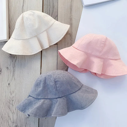Princess Baby Hat for Girls Big Bow Summer Kids Bucket Hats Wide Brim Travel Baby Sun Cap Infant Accessories 1-3Y