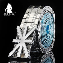 Load image into Gallery viewer, Mens belts Stainless steel Belt metal waistband goth Punk style luxury designer Panther Buckle Strap self-defense Belt male
