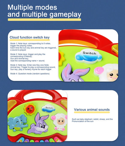 Kids Cartoon Piano Keyboard Game with Animal Sounds Flashing Light Music Baby Instrument Music Toys Educational Toys Kids Gifts