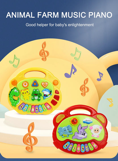 Kids Cartoon Piano Keyboard Game with Animal Sounds Flashing Light Music Baby Instrument Music Toys Educational Toys Kids Gifts