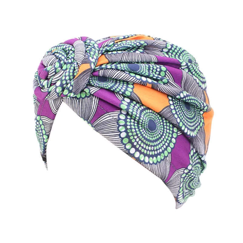 Women tie Turban Hat bohemian style cotton top knot turban african twist headwrap Ladies Hair Accessories India Hat Chemo Cap