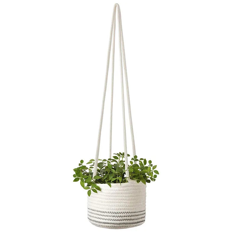 Garden Hanging Planter Woven Plant Storage Basket Indoor Outdoor Flower Holder Home Balcony Ornaments Flower Pot Patio Decor