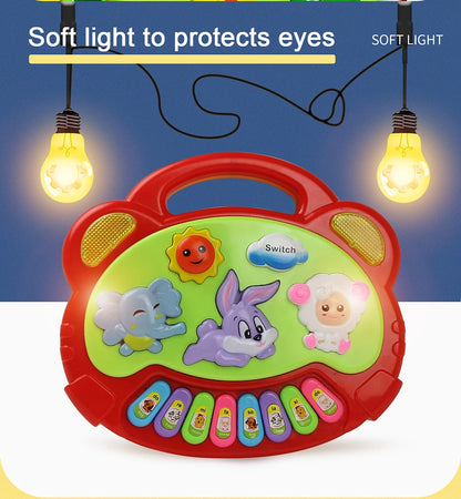 Kids Cartoon Piano Keyboard Game with Animal Sounds Flashing Light Music Baby Instrument Music Toys Educational Toys Kids Gifts