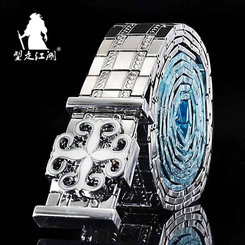 Mens belts Stainless steel Belt metal waistband goth Punk style luxury designer Panther Buckle Strap self-defense Belt male