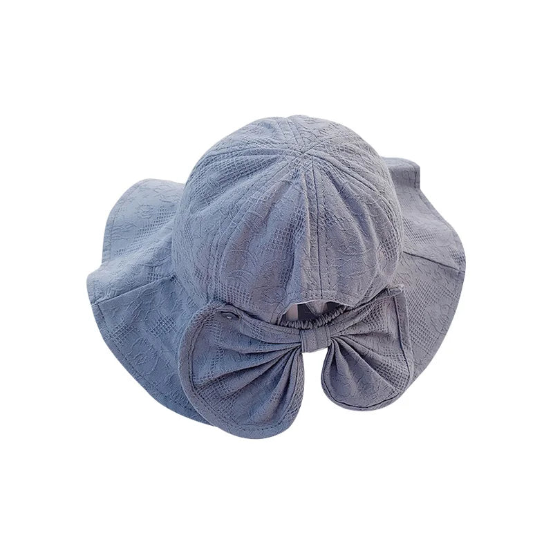 Princess Baby Hat for Girls Big Bow Summer Kids Bucket Hats Wide Brim Travel Baby Sun Cap Infant Accessories 1-3Y