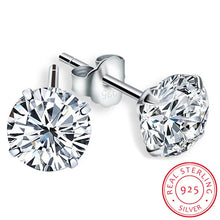 Load image into Gallery viewer, 100% Real 925 Sterling Silver Earrings Luxury 6/7/8mm Round Lab Diamond Earrings Small Screw Stud Earrings

