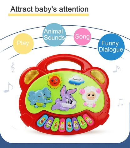Kids Cartoon Piano Keyboard Game with Animal Sounds Flashing Light Music Baby Instrument Music Toys Educational Toys Kids Gifts