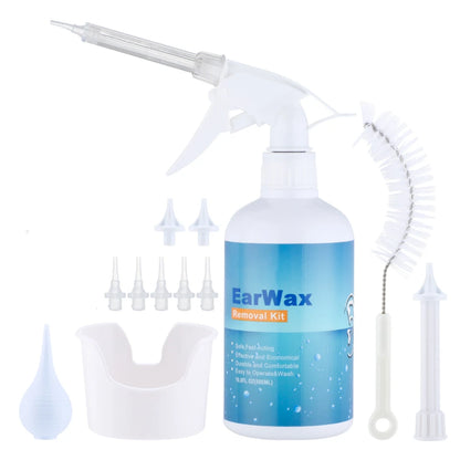 500/300ml Ear Cleaner Kit for Adults Kids Spiral Ear Wax Remover Plastic Water Irrigation Bottle Ear Care Washing Safety Squeeze
