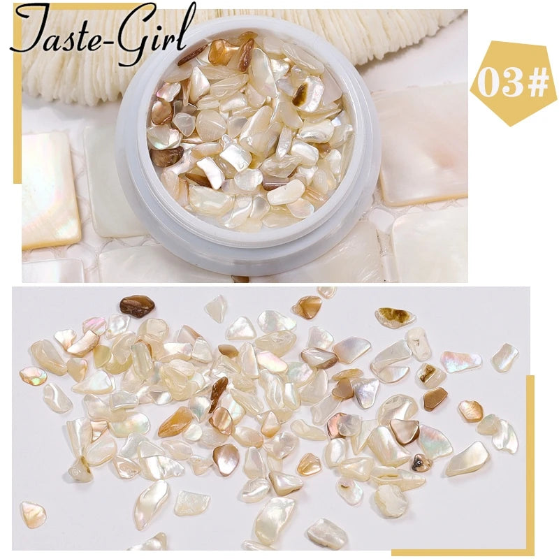 1 Pot Nails Abalone Shell Fragments Texture Natural Sea Shell 3d Charm Nail Art Decoration Slice DIY Beauty Salon Tools new