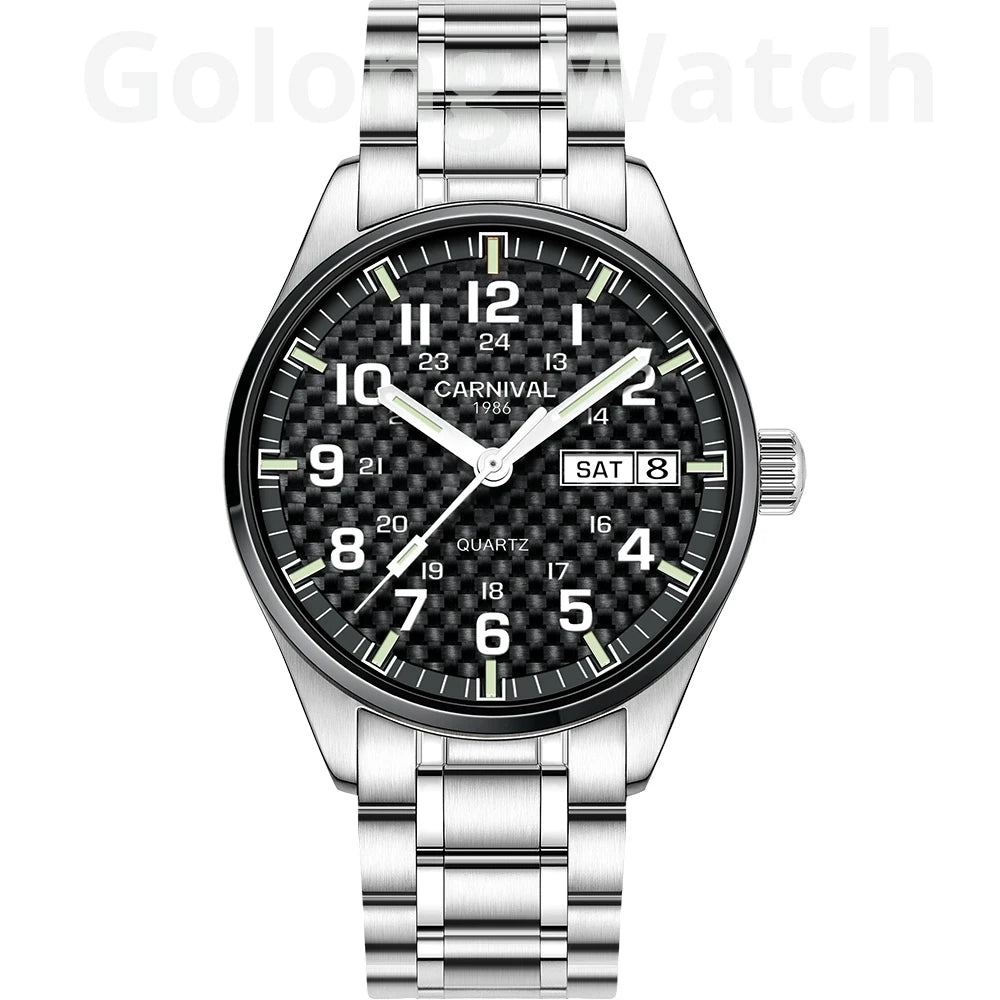 Luminous Watch Men 2020 CARNIVAL Mens Watches Top Brand Luxury Waterproof Sports Quartz Wristwatch Japan Movement Watch For Men