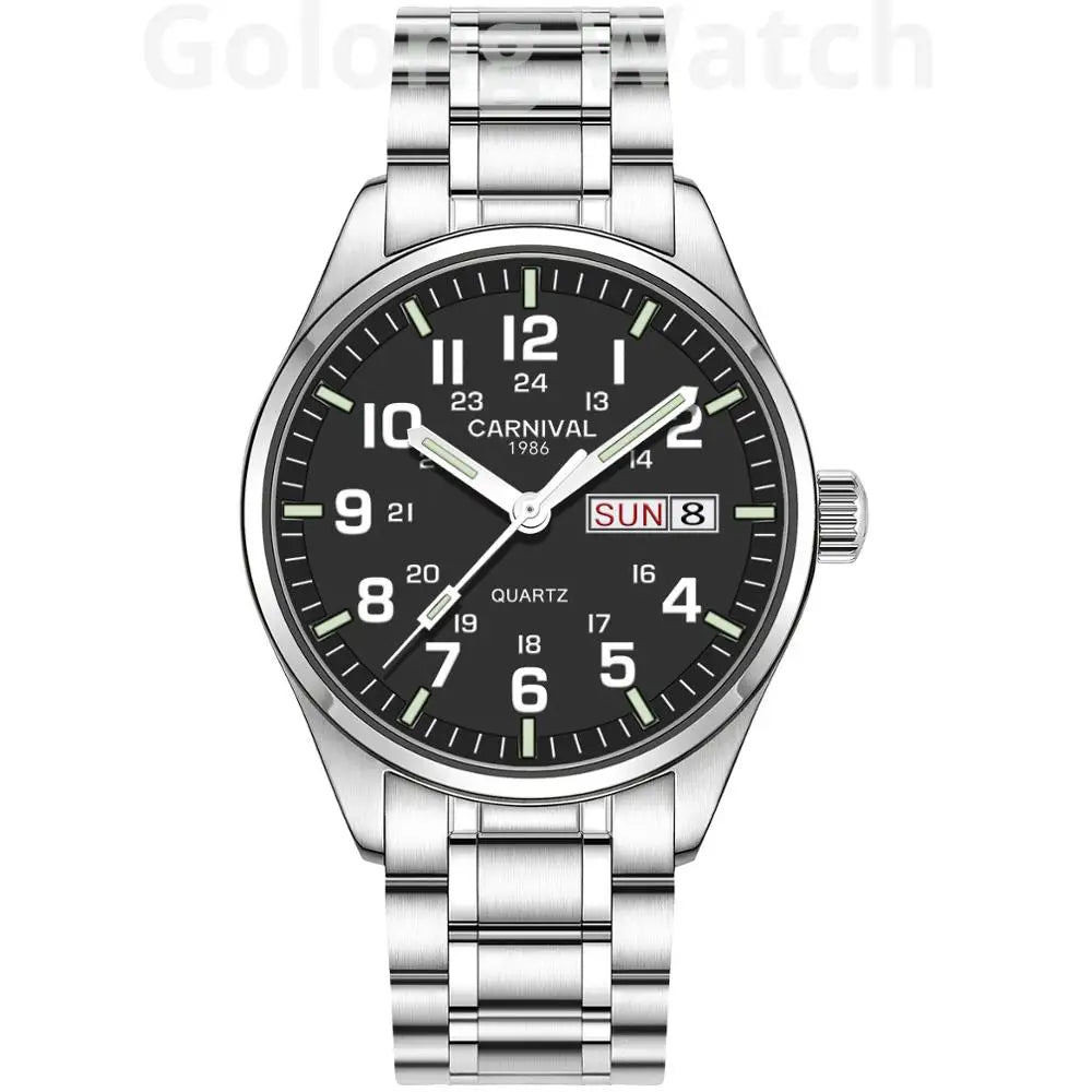 Luminous Watch Men 2020 CARNIVAL Mens Watches Top Brand Luxury Waterproof Sports Quartz Wristwatch Japan Movement Watch For Men