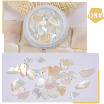 1 Pot Nails Abalone Shell Fragments Texture Natural Sea Shell 3d Charm Nail Art Decoration Slice DIY Beauty Salon Tools new