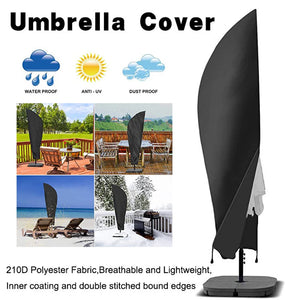 183-280cm Outdoor Patio Umbrella Waterproof Protective Cover with Zipper for Garden Cantilever Parasol Umbrellas Case