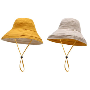 COKK Kids Bucket Hat Summer Foldable Double Sided Wide Brim Beach UV Protection Sunscreen Fisherman Hats Girl