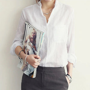 Chemisier Femme Womens Tops Fashion Summer Linen White Shirt Women Long Sleeve Blouse Korean Woman Clothes Roupas Femininas