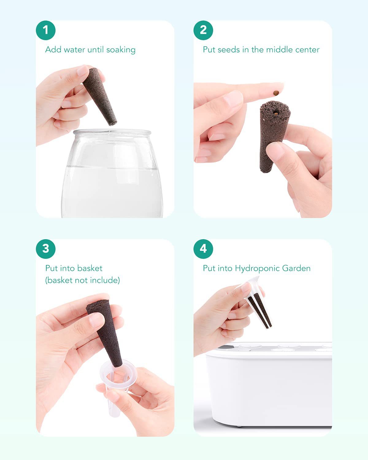 50Pcs Seed Grow Sponges Replacement Root Growth Sponges Seedling Starter Plugs Seed Starting Seed Pod Hydroponic Garden Planting