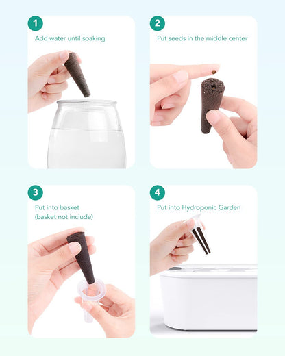 50Pcs Seed Grow Sponges Replacement Root Growth Sponges Seedling Starter Plugs Seed Starting Seed Pod Hydroponic Garden Planting