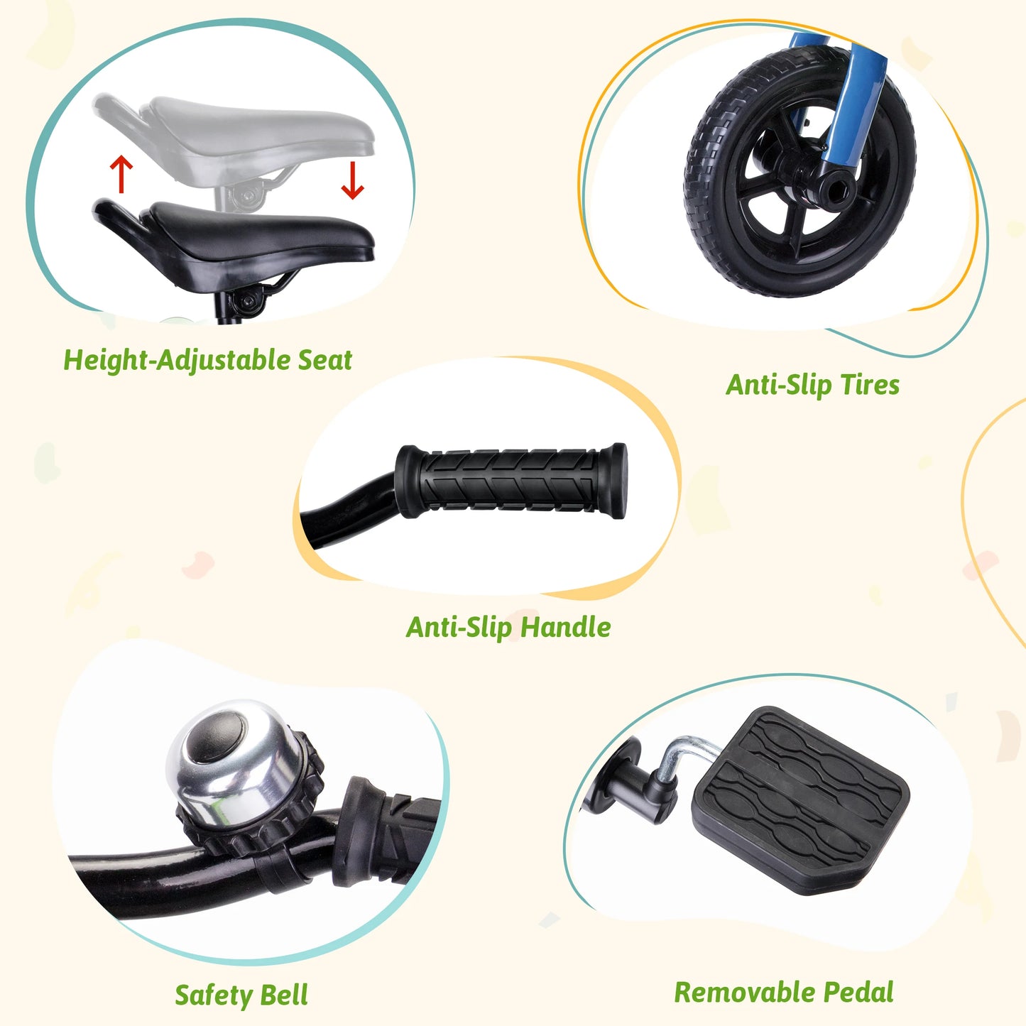 Toddlers Tricycle for 2/3/4/5 Years Old Boy&Girl with Detachable Pedal And Training Wheel Baby Balance Riding Bike Birthday Gift