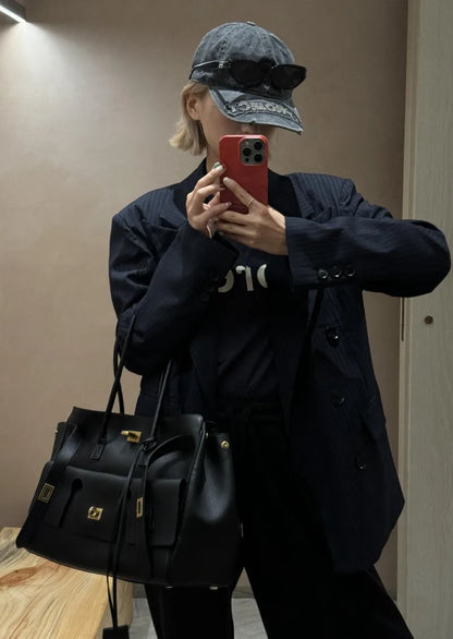 Luxury Genuine Leather Tote Bags for Women Large Capacity Travel Shoulder Bag Designer Handbags Ladies Shopping Purse