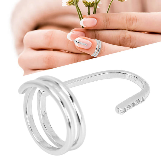 Decorative Nail Ring Fashion Fingertip Jewelry Nail Art Ring Ladies Wearing Nail AccessoriesPlatinum