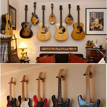 Load image into Gallery viewer, Universal Guitar Wall Mounted Hanger Holder Stand Wooden for Acoustic Guitar Ukulele Violin Bass Guitar Instrument Accessories
