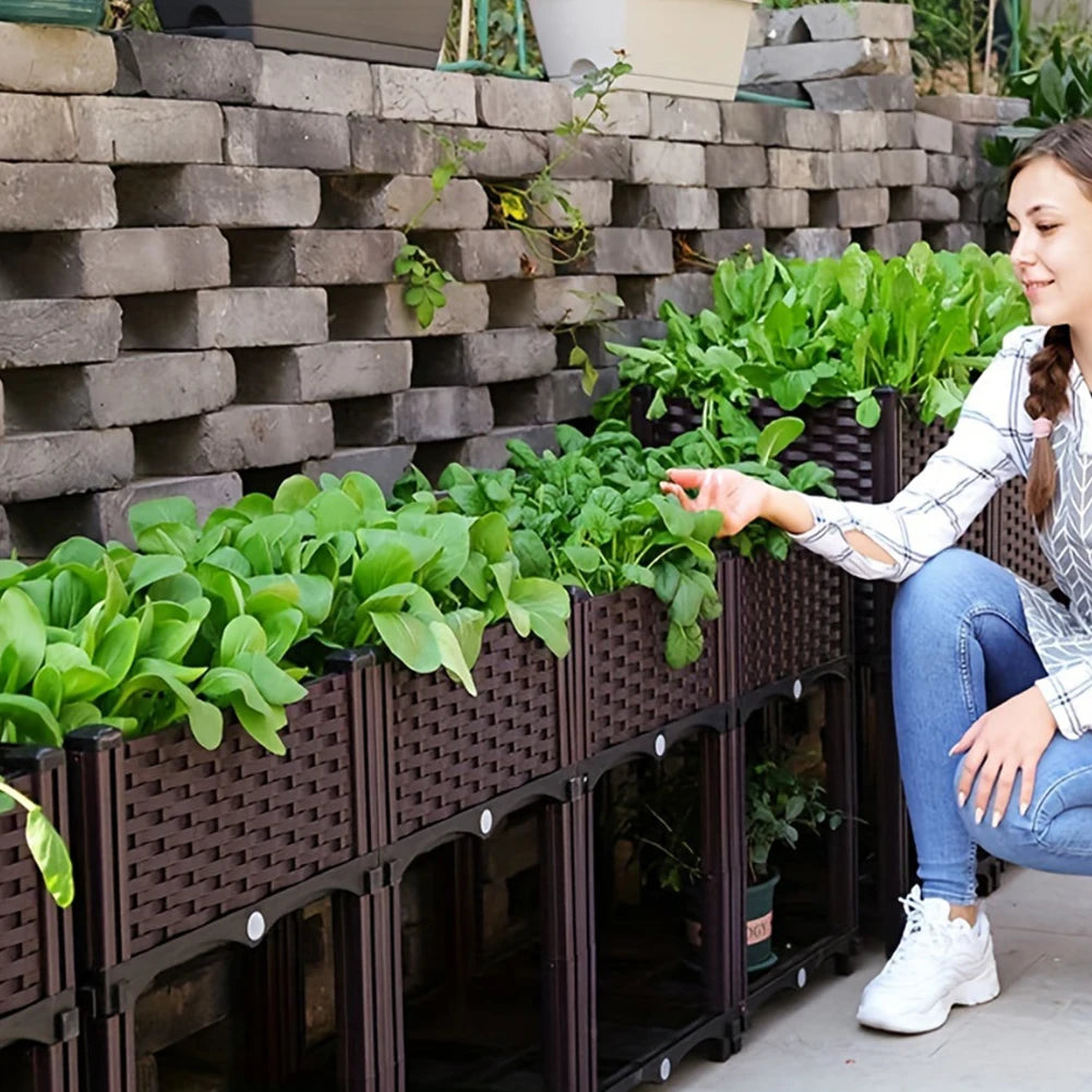 Plastic Raised Garden Bed with Legs Raised Bed W/Drainage Holes Planter Container for Vegetables Fruits Flowers Herbs