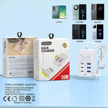 Load image into Gallery viewer, 35W Multiport USB Charger PD Type C Fast Charging US Plug Wall Charger USB Hub Adapter 6 Ports USB Quick Mobile Phone Charger
