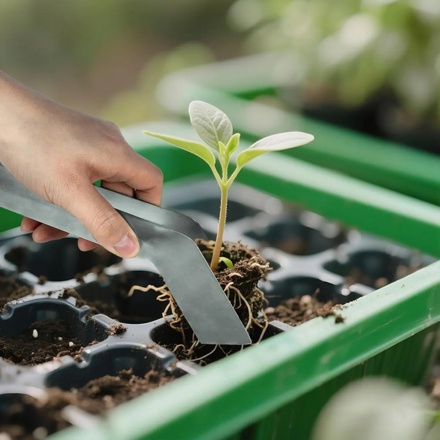 Seedling Transplant Tongs, Stainless Steel Seedling Remove Transplanting Pliers,   Reducing Root Damage (2PCS, Medium)