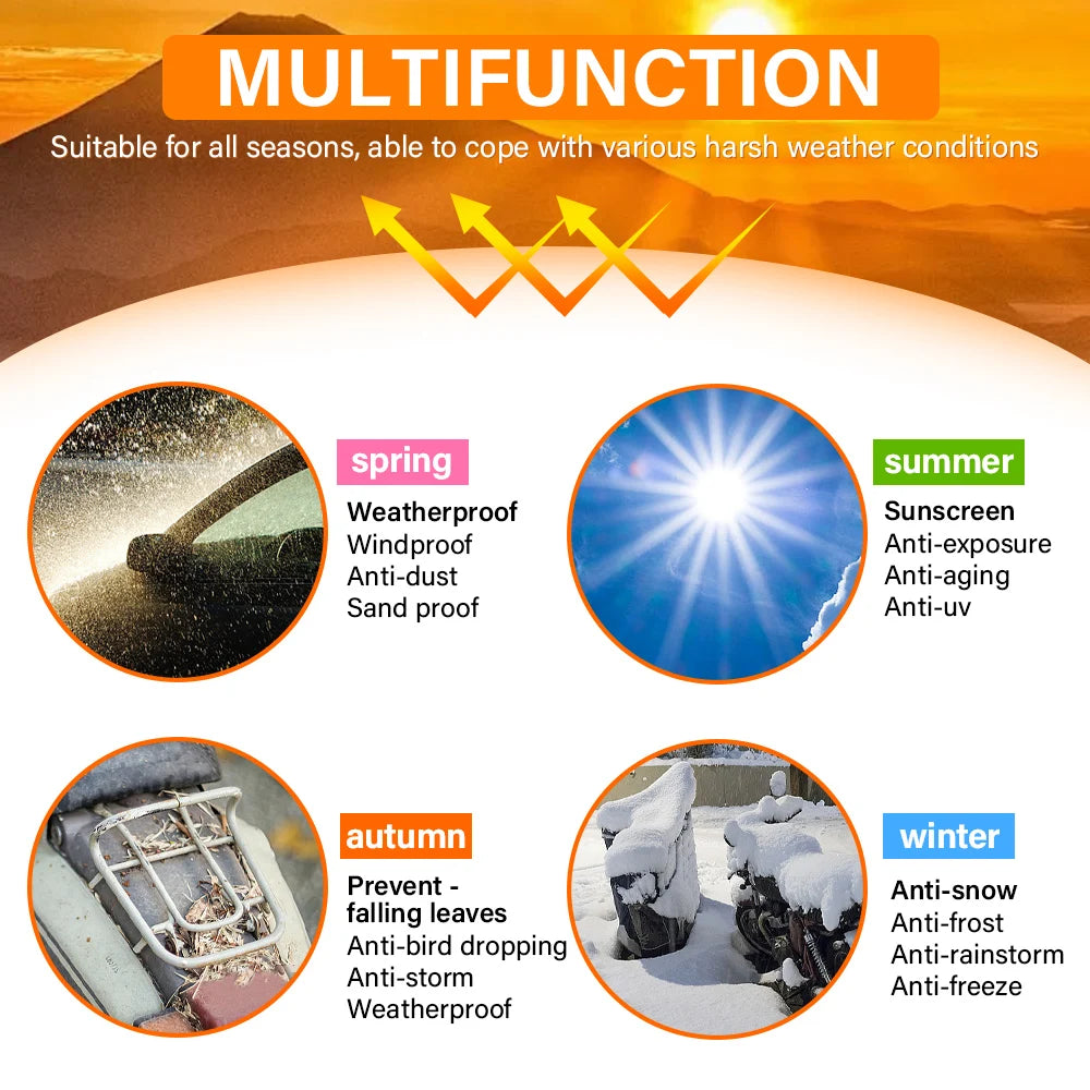 Motorcycle Waterproof Cover 420D UniversalOutdoor Protection Motorbike Rain Cover Sunshade Dustproof Uv Protective Thick Oxford