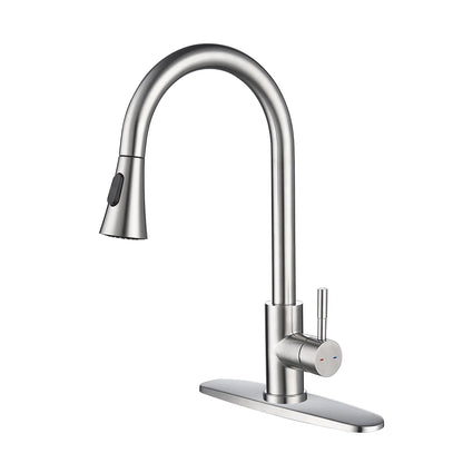 Kitchen Faucet with Pull Out Spraye Kitchen Faucet  Single Handle  Out Mixer  Stream Sprayer Nozzle Stainless Steel Family